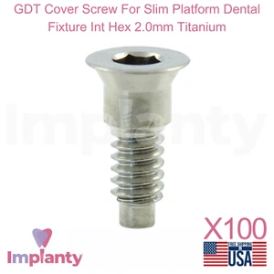 100x Tornillo de cubierta GDT para accesorio dental de plataforma delgada hexagonal interior 2,0 mm titanio - Imagen 1 de 3