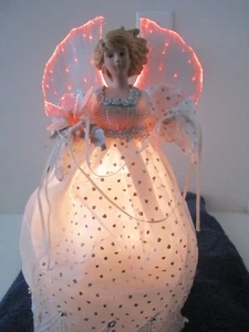 "Árbol de mesa de ángel blanco de fibra óptica de 14"" de colección cambia de color" - Imagen 1 de 7