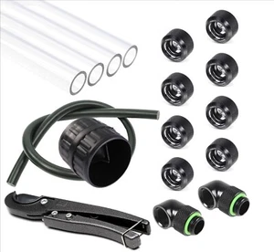 Barrow water cooling OD 14mm ID 10MM PETG rigid Hard Tube Starter Kit - Black - Picture 1 of 11