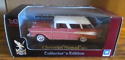 GM 1957 Chevrolet Nomad Car 1:43 Toy New Ray City Cruiser 2001 Pink & White - Image 1 of 4