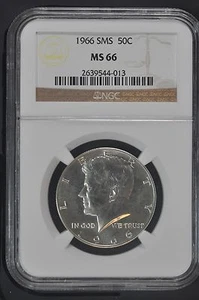 1966 SMS Silver Kennedy Half Dollar NGC MS 66 SMS 40% Silver - Picture 1 of 2