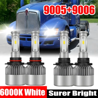 Kit combinado de 4 piezas de faros LED de haz alto bajo blanco para Kenworth T660 Foto 1 de 4