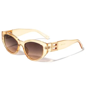 Cat Eye Sunglasses Women Trendy Fashion Designer Shades Beige Frame Elegant Hot - Picture 1 of 4