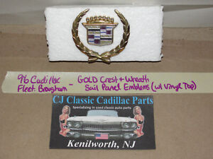 96 Cadillac Fleetwood Brougham VINYL TOP SAIL PANEL CREST & WREATH EMBLEM - GOLD