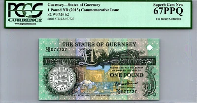 Guernsey 1 Pound 2013 PCGS 67 PPQ SUPERB GEM UNC Pick # 62 - Image 1 of 3