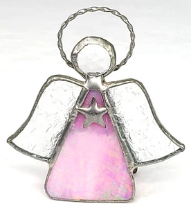 Stained Glass Angel Pink with Star Small - Picture 1 of 10
