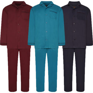 Mens Plain Traditional Woven Pyjamas Set Sleeping Nightwear Cotton Pjs M-XXL