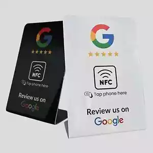 2x Supporto da Tavolo NFC, Recensione Google, Design Personalizzato, Schede Feedback PVC - Foto 1 di 11