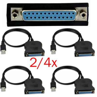 2/4Pcs USB to IEEE 1284 DB25 25-Pin Parallel Printer Female Adapter Cable Cord - Image 1 of 4