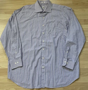 PETER MILLAR Comfort Pink Blue Plaid Dress Shirt Mens 2XL 100% Cotton - Picture 1 of 9