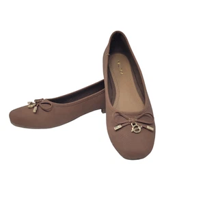 Nautica Women’s Ballet Slip On Flats Shoes Denwood Tan Logo Size 9.5 M NEW Box - Picture 1 of 8