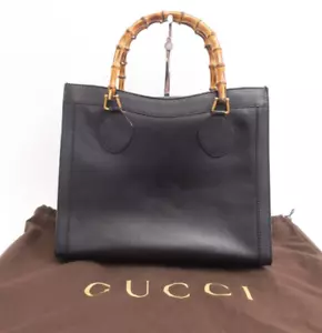 Authentic Vintage Gucci Bamboo leather Handbag Tote Leather #24226 - Picture 1 of 22