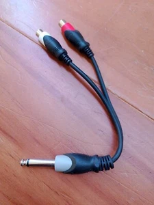 6" inch 1/4" Male Mono Plug to Dual RCA Jacks (F) Premium Audio Cable Wire VWLTW - Picture 1 of 4