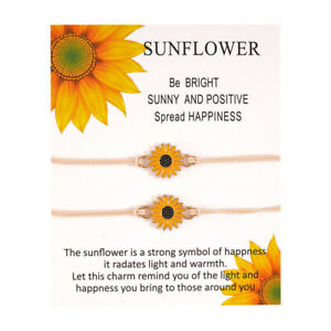 Sunflower Friendship Liver Couple Charm Card Wish You Me Promise Bracelet Gift