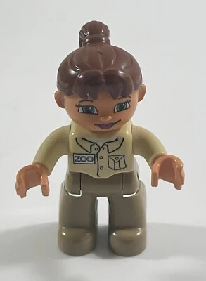 Lego Duplo Male Zoo Keeper Figure Minifigure Animal Zookeeper Brown Pants Shirt - Image 1 of 4