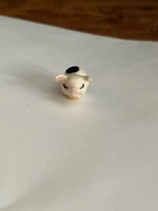 Vintage Hagen Renakar Pig White Black Mini Figurine 0.5" Doll House Farm Country - Picture 1 of 4