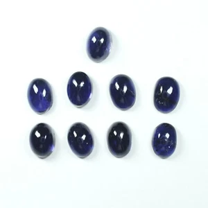 7.80 ct SHIMMERING DEEP PURPLE BLUE   NATURAL IOLITE 9pcs Oval CABOCHON 6265 ER - Picture 1 of 2