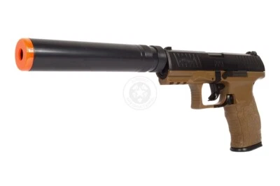 Лицензированный пружинный пистолет для страйкбола Umarex Walther PPQ с поддержкой - желтовато-коричневый - Изображение 1 из 4