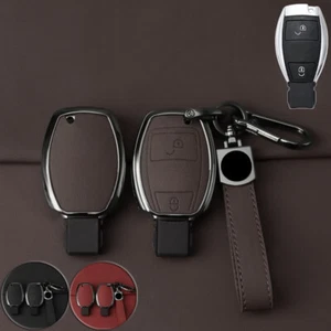 Alloy Leather Car Key Fob Case Cover Bag For Benz SLK CLA AMG GLA GLC GLK ML350 - Picture 1 of 9