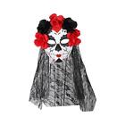 Day Of The Dead Mask With Veil For Mexican Party Stage Performance Role Play