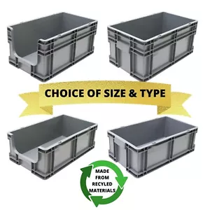 NEW Heavy Duty 51cm Industrial Plastic Euro Storage Container Crate Box Boxes - Picture 1 of 7