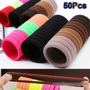50Pcs Women Girls Hair Band Ties Rope Ring Elastic Hairband Ponytail Holder /MY - Picture 1 of 15