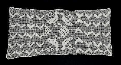 Vintage Hand Crocheted with Ducks Ecru Table Runner 18 x 42 - Image 1 of 4