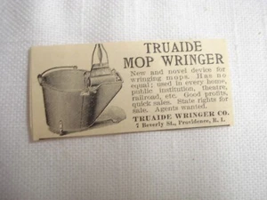 1896 Truaide Mop Wringer Ad, Truaide Wringer Co. Providence, R.I. - Picture 1 of 1