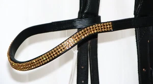 FSS 3 row Crystal POSH Curve Shape U Bling COLORADO TOPAZ GOLD German Browband - Picture 1 of 7