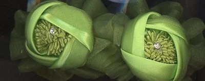 Barrette Clip Hair Flower 4" Double Haiyan Pom Pom Satin Chiffon in U.S. New - Image 1 of 3