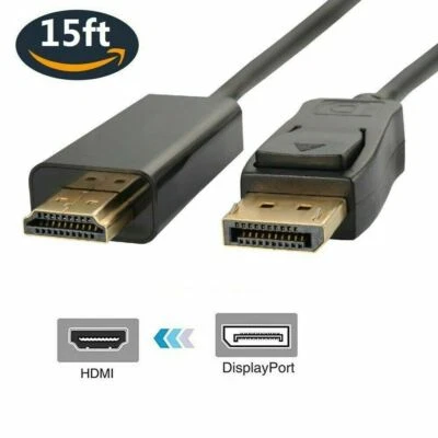 15FT Display port to HDMI Displayport DP to HDMI Cable Adapter Port to hdmi cord - Image 1 of 4