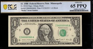 1988 $1 FRN I06000060A P.C.G.S #65PPQ - Picture 1 of 3