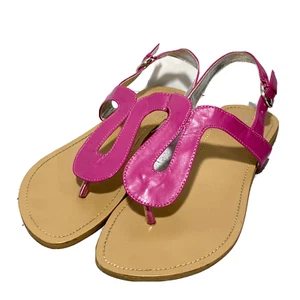 Bamboo mod pink thong sandals with adjustable ankle strap casual beachy US 8M - Picture 1 of 8