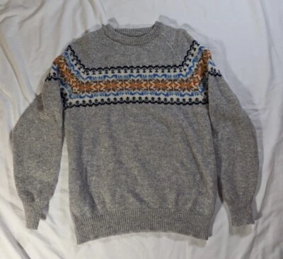 Gaeltarra Pure Wool Pullover Sweater Grey Size 40" Handloomed Fairisle Vintage - Image 1 of 4