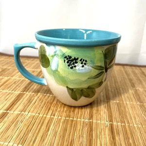 Taza de café The Pioneer Woman floral turquesa vintage flor 16 OZ - Imagen 1 de 5