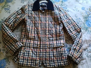 Vtg Talbots Quilted Plaid Check Jacket XS Corduroy Collar Zip - Picture 1 of 8