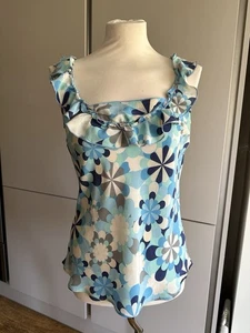 STUNNING LOVE MOSCHINO VEST/TUNIC/TOP/TANK/BLOUSE/SHIRT SILK SLEEVELESS LOGO 12 - Picture 1 of 10