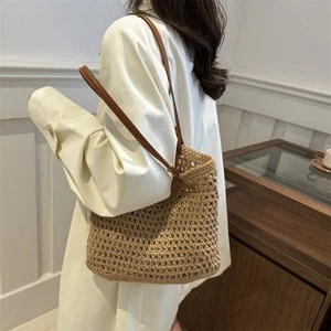 Bohemian Handbag Handwoven Straw Beach Bag New Tote Gift - Picture 1 of 14