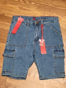 Roma Brand Jeans Shorts Cargo Bermuda Button Fly Denim Size 11 - Picture 1 of 5