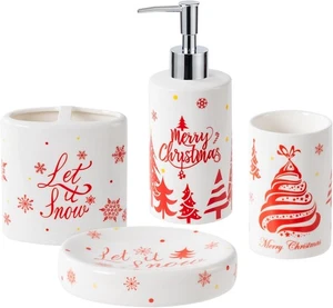 Badaccessoires-Set Weihnachten, 4-teiliges Keramik-Accessoire weiß  - Bild 1 von 9