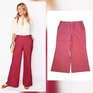 Boden Greenwich Sailor Trouser Pant Linen Blend Wide Leg Terracotta Sz 20-22 NWT - Picture 1 of 10