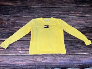 VTG Womens Tommy Hilfiger Flag SZ XL Yellow Long Sleeve 100% Cotton Sweater - Picture 1 of 16