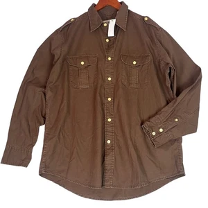 Timberland Safari Shirt Mens Large Dark Brown Button Down Gorpcore New With Tags - Picture 1 of 9