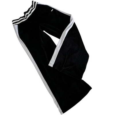 Pantalones acanalados Limited Too Girls talla 10 negro blanco rayas pierna ancha terciopelo Foto 1 de 4