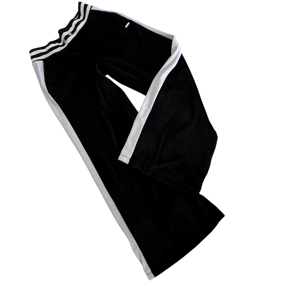Limited Too Girls Ribbed Pants Size 10 Black White Stripe Wide Leg Velour - Image 1 of 4