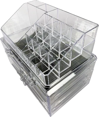 BOX PORTATRUCCO ORGANIZER PORTAGIOIE COSMETICI TRUCCO 4 CASSETTI in ACRILICO - Immagine 1 di 4