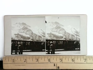 Schweizer Alpen Stereoview Karte Schweiz Bahnhof um 1900 - Bild 1 von 2