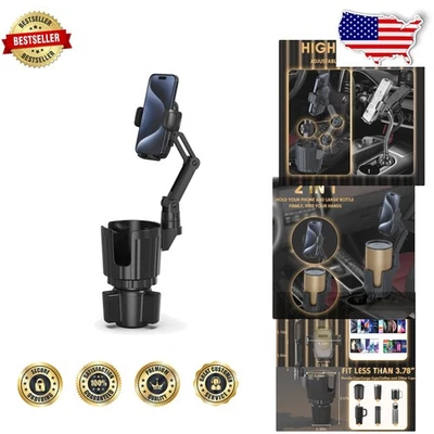 Durable Car Cup Phone Mount Adjustable Base 360° Rotation All Smartphones - Image 1 of 4