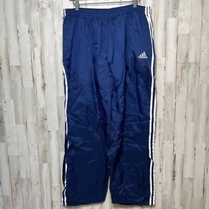 Vintage Adidas Trainingshose dunkelblau Knopf Druckknopf Abriss 3 Streifen Herren Größe XXL - Bild 1 von 7