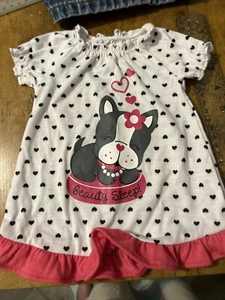 Heart Dog Print 7” X 11” Night Gown Doll Cloth Fits Battat/American Girl Doll - Picture 1 of 7